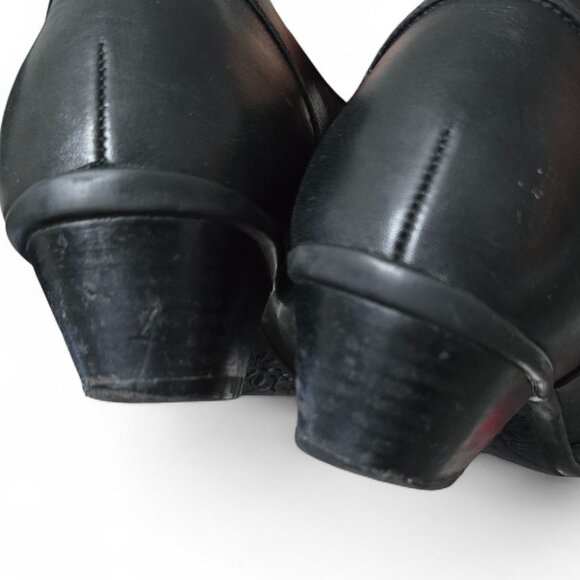 Aetrex Danielle Distressed Leather Monk Strap Heeled Loafers Women's Black 8.5 - Picture 11 of 11